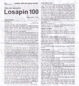 Thuốc Losapin 100mg SPM điều trị tăng huyết áp (3 vỉ x 10 viên)