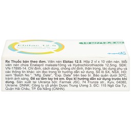 Thuốc Ebitac 12.5 Farkmak điều trị suy tim, tăng huyết áp (2 vỉ x 10 viên)