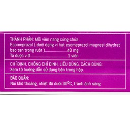 Thuốc Esomeprazol 40-HV điều trị trào ngược dạ dày, thực quản (3 vỉ x 10 viên)