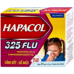 Cốm Hapacol 325 Flu DHG điều trị đau đầu, đau nửa đầu, đau răng (24 gói)