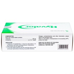 Thuốc Hyvalor 80mg United điều trị tăng huyết áp, suy tim (3 vỉ x 10 viên)