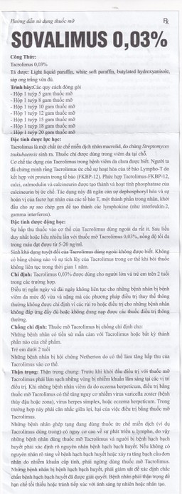 Thuốc mỡ Sovalimus 0.03% Hadiphar điều trị viêm da (10g)