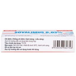 Thuốc mỡ Sovalimus 0.03% Hadiphar điều trị viêm da (10g)
