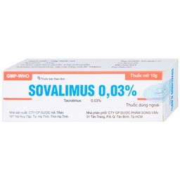 Thuốc mỡ Sovalimus 0.03% Hadiphar điều trị viêm da (10g)