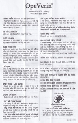 Thuốc OpeVerin 135mg OPV điều trị hội chứng ruột kích thích (5 vỉ x 10 viên)