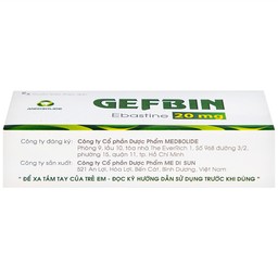 Thuốc Gefbin Medisun điều trị viêm mũi dị ứng, mề đay vô căn mạn tính (3 vỉ x 10 viên)