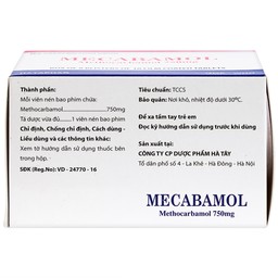 Viên nén Mecabamol 750mg Hà Tây điều trị các bệnh lý cơ xương cấp tính (6 vỉ x 10 viên)