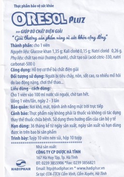 Viên sủi Oresol Pluz Hadiphar giúp bù chất điện giải (10 viên)
