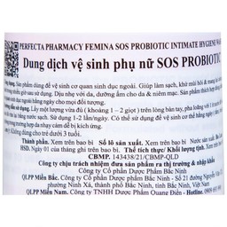 Dung dịch vệ sinh phụ nữ Perfecta Pharmacy Femina SOS hỗ trợ giảm ngứa, kháng khuẩn (150ml)