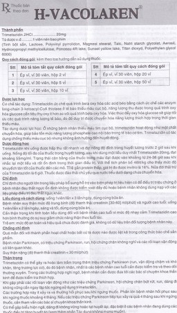Thuốc H-Vacolaren 20mg Vacopharm điều trị đau thắt ngực (2 vỉ x 30 viên)