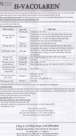 Thuốc H-Vacolaren 20mg Vacopharm điều trị đau thắt ngực (2 vỉ x 30 viên)