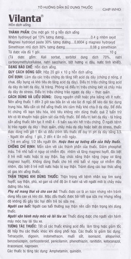 Thuốc Vilanta Pharimexco dịu triệu chứng ợ nóng, ợ chua (20 gói x 10g)