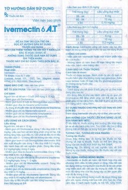 Viên nén Ivermectin 6mg A.T hỗ trợ điều trị bệnh nhiễm ký sinh trùng (1 vỉ x 4 viên)