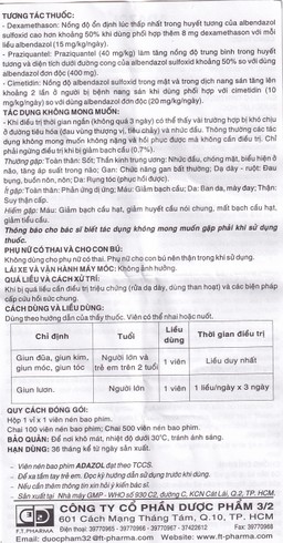 Thuốc Adazol 400mg Dược 3-2 điều trị nhiễm ký sinh trùng đường ruột (1 vỉ x 1 viên)