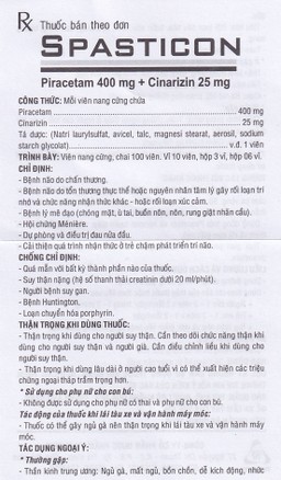 Thuốc Spasticon TV.Pharm điều trị bệnh não do chấn thương (6 vỉ x 10 viên)