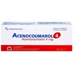 Thuốc Acenocoumarol 4 SPM điều trị và ngăn ngừa bệnh nghẽn mạch (3 vỉ x 10 viên)