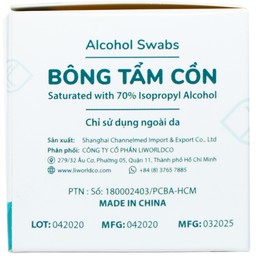 Bông tẩm cồn Alcohol Swabs Liworldco (100 miếng) làm sạch và khử trùng da trước khi tiêm