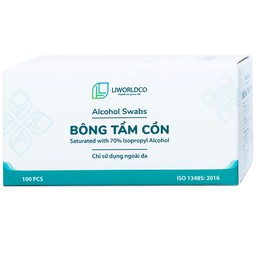 Bông tẩm cồn Alcohol Swabs Liworldco (100 miếng) làm sạch và khử trùng da trước khi tiêm