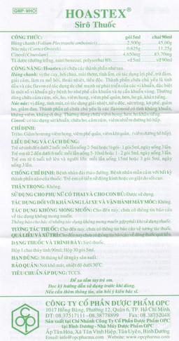 Siro HoAstex OPC điều trị ho, giảm ho trong viêm họng, viêm phế quản (30 gói x 5ml)