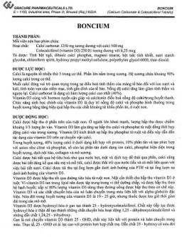 Thuốc Boncium Gracure phòng và điều trị thiếu Canxi và Vitamin D3 (3 vỉ x 10 viên)