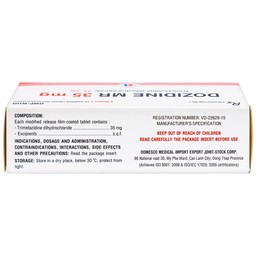 Thuốc Dozidine MR 35mg Domesco điều trị triệu chứng đau thắt ngực ổn định (6 vỉ x 10 viên)