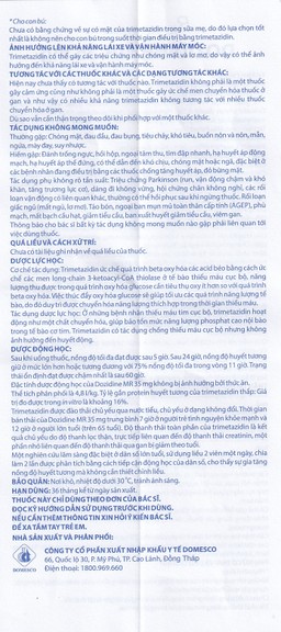 Thuốc Dozidine MR 35mg Domesco điều trị triệu chứng đau thắt ngực ổn định (6 vỉ x 10 viên)