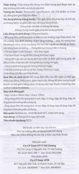 Siro Snapcef 16mg/10ml Hải Dương bổ sung kẽm, tăng cường sức đề kháng (20 ống x 10ml) 