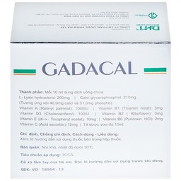 Dung dịch uống Gadacal Hà Tây bổ sung Calci, Lysin và các Vitamin (20 ống x 10ml)
