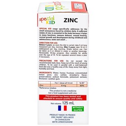 Siro Special Kid Zinc Eric Favre Wellness bổ sung kẽm, hỗ trợ tăng sức đề kháng cho trẻ (125ml)