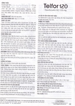 Thuốc Telfor 120 DHG điều trị các triệu chứng viêm mũi dị ứng (2 vỉ x 10 viên)