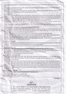 Viên nén Mexcold 650 Imexpharm giảm đau hạ sốt (10 vỉ x 10 viên)