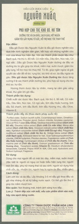 Dầu gội dược liệu Nguyên Xuân xanh lá dưỡng tóc, phục hồi hư tổn (200ml)