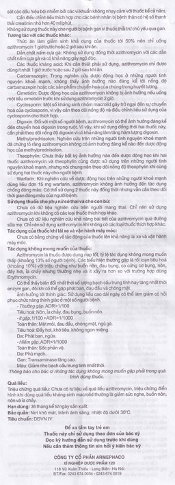 Thuốc Azithromycin 250 Armephaco điều trị nhiễm khuẩn (1 vỉ x 6 viên)