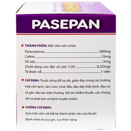 Viên nén Pasepan Hataphar hạ sốt, giảm đau, điều trị cảm lạnh, cảm cúm, nhức đầu (50 vỉ x 10 viên)