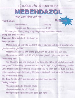 Viên nhai Mebendazol 500mg Nam Hà điều trị các loại giun tròn (1 viên)