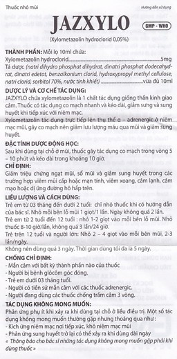 Thuốc nhỏ mũi Jazxylo Gia Nguyễn giảm ngạt mũi, sổ mũi, sung huyết (10ml)