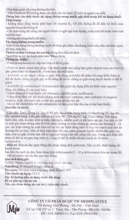 Thuốc Uniferon B9 Mediplantex điều trị thiếu máu do thiếu sắt và acid folic (3 vỉ x 10 viên)