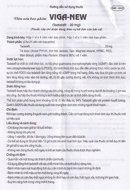 Thuốc Viga-New 20mg Armephaco điều trị rối loạn cương dương (1 vỉ x 4 viên)