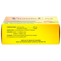 Thuốc Vitamin C TW3 điều trị bệnh do thiếu vitamin C (10 vỉ x 10 viên)