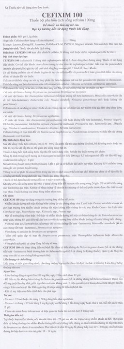 Bột pha hỗn dịch uống Cefixim 100 USP điều trị nhiễm khuẩn (10 gói x 1.5g)