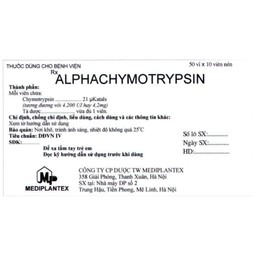 Thuốc Alphachymotrypsin Mediplantex điều trị phù nề, sưng do chấn thương, phẫu thuật (50 vỉ x 10 viên)