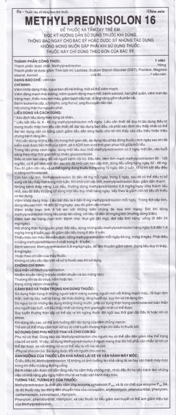Thuốc Methylprednisolon 16 Khapharco kháng viêm, điều trị viêm khớp dạng thấp, lupus ban đỏ hệ thống (10 vỉ x 10 viên)