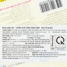 Khăn ướt Living Chok Chok Aloe Vera mềm mại, không xơ, an toàn (10 miếng)