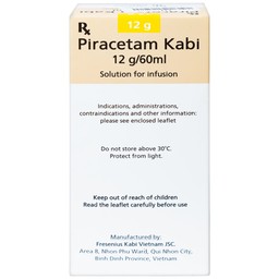 Dịch truyền Piracetam Kabi 12g/60ml Fresenius Kabi điều trị triệu chứng chóng mặt (60ml)