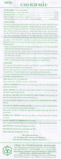 Thuốc Cao Ích Mẫu OPC điều trị kinh nguyệt không đều (100ml)