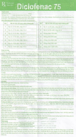 Thuốc Diclofenac 75 Vacopharm điều trị dài ngày viêm khớp mạn, thoái hóa khớp (10 vỉ x 10 viên)