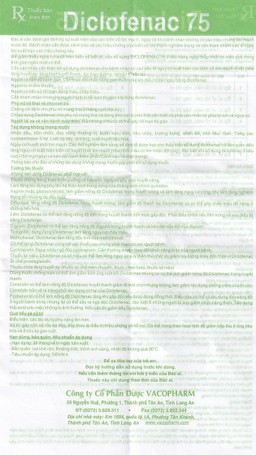 Thuốc Diclofenac 75 Vacopharm điều trị dài ngày viêm khớp mạn, thoái hóa khớp (10 vỉ x 10 viên)