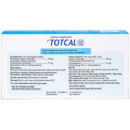 Thuốc Totcal Soft Cap DongKoo điều trị còi xương, chứng co giật (20 vỉ x 5 viên)