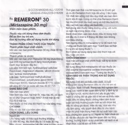 Thuốc Remeron 30mg MSD điều trị các đợt của trầm cảm nặng (3 vỉ x 10 viên)
