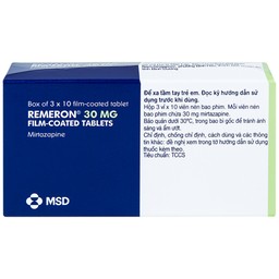Thuốc Remeron 30mg MSD điều trị các đợt của trầm cảm nặng (3 vỉ x 10 viên)